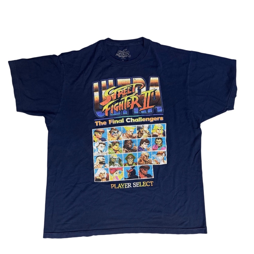 Street Fighter II Ultra The Final Challengers Player Select Navy T-Shirt XL